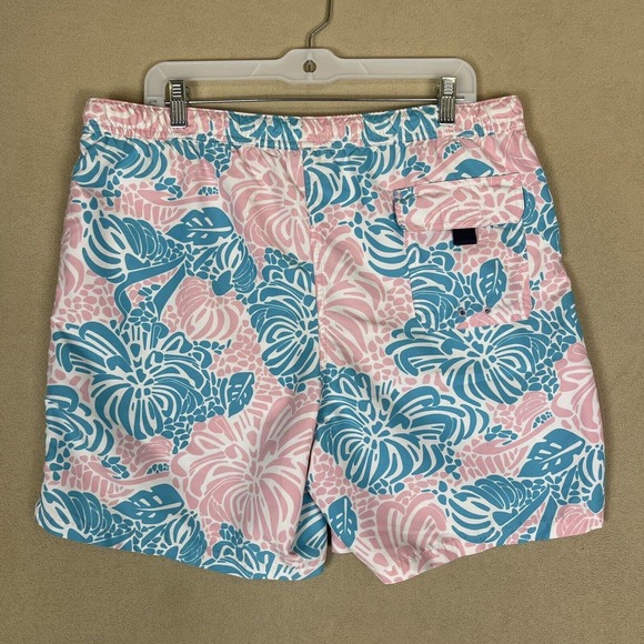 Vineyard Vines Shorts Adult Medium Pink Blue Swim Trunks Lined Beach Pocket Men - Picture 9 of 11